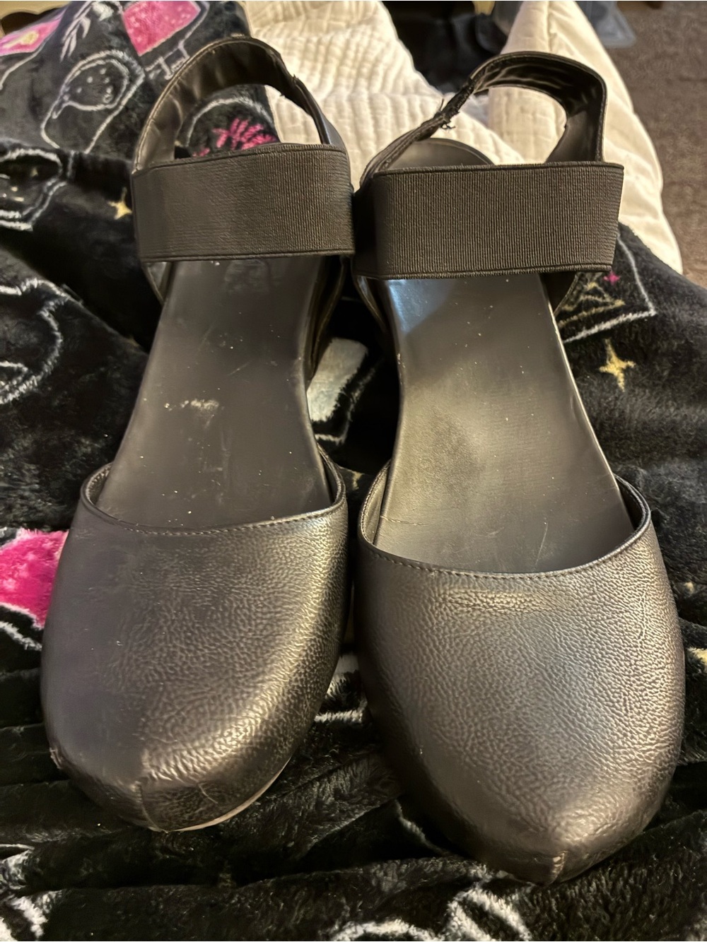 Women’s Black Elastic Strap wedge Mary Jane